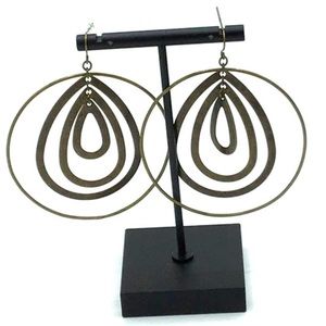 NWT Cache Bronze Metal Abstract Spiral Drop Hoop Earrings